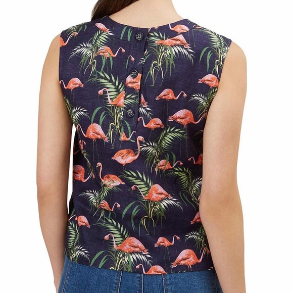Hobbs Ruby Flamingo Print Top, Navy/Multi (US4) - Picture 2 of 7